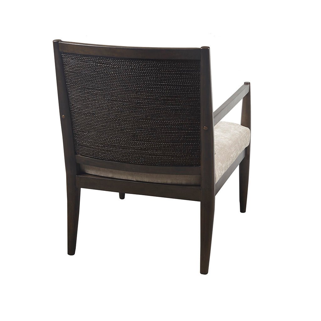 Handcrafted Seagrass Back Armchair With Removable Seat Cushion And Back Pillow Brown Polyester