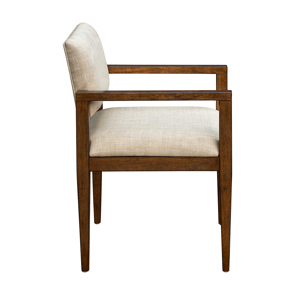 Upholstered Dining Chairs With Arms Set Of 2 Beige Polyester