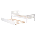 Twin Bed With Trundle, Platform Bed Frame With Headboard And Footboard, For Bedroom Small Living Space,No Box Spring Needed,White Old Sku:W50422211 Twin White Pine