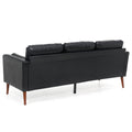 Small Sofa Couch 76.97 In . Black 3 Seat Comfy Couches For Living Room, Mid Century Modern Couch With Iron Wood Structuresoft Cushion Sofa For Home Office Apartment Black Foam Pu