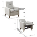 Upholstered Manual Push Back Recliner Ivory Polyester