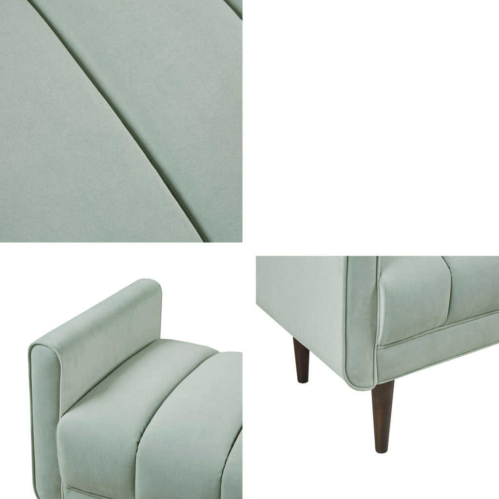 Upholstered Modern Accent Bench Seafoam Polyester