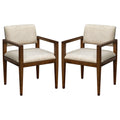 Upholstered Dining Chairs With Arms Set Of 2 Beige Polyester