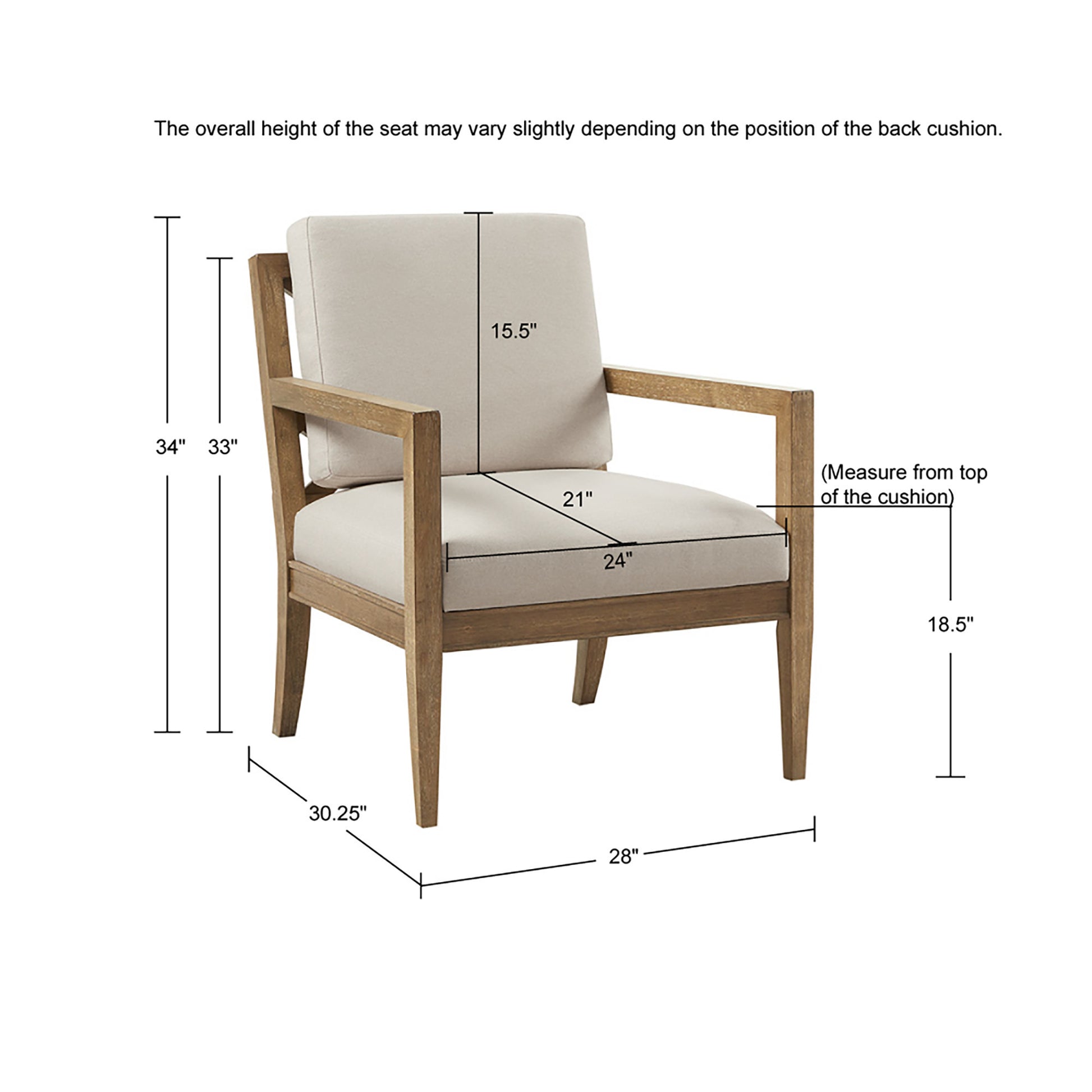Upholstered Accent Armchair Ivory Polyester