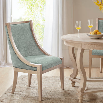 Upholstered Dining Chair With Trim Soft Green Polyester
