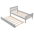 Twin Bed With Trundle, Platform Bed Frame With Headboard And Footboard, For Bedroom Small Living Space,No Box Spring Needed,Grey Old Sku:W50422210 Twin Grey Pine