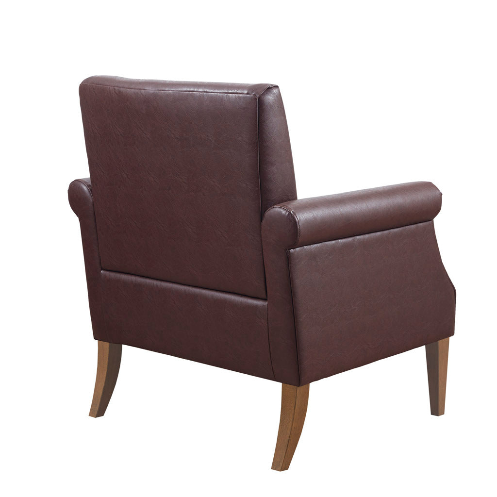 Faux Leather Accent Arm Chair Brown Polyester