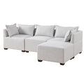 Modular Ottoman Ivory Polyester