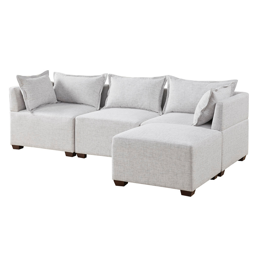 Modular Ottoman Ivory Polyester