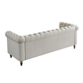 Chesterfield Velvet Sofa 84.65 Inch For Living Room Beige Color Beige Foam Velvet