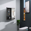 30X10 Inch Medicine Cabinets Aluminum Bathroom Medicine Cabinet Adjustable Glass Shelves Black Black Modern Aluminium