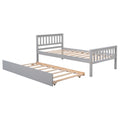 Twin Bed With Trundle, Platform Bed Frame With Headboard And Footboard, For Bedroom Small Living Space,No Box Spring Needed,Grey Old Sku:W50422210 Twin Grey Pine