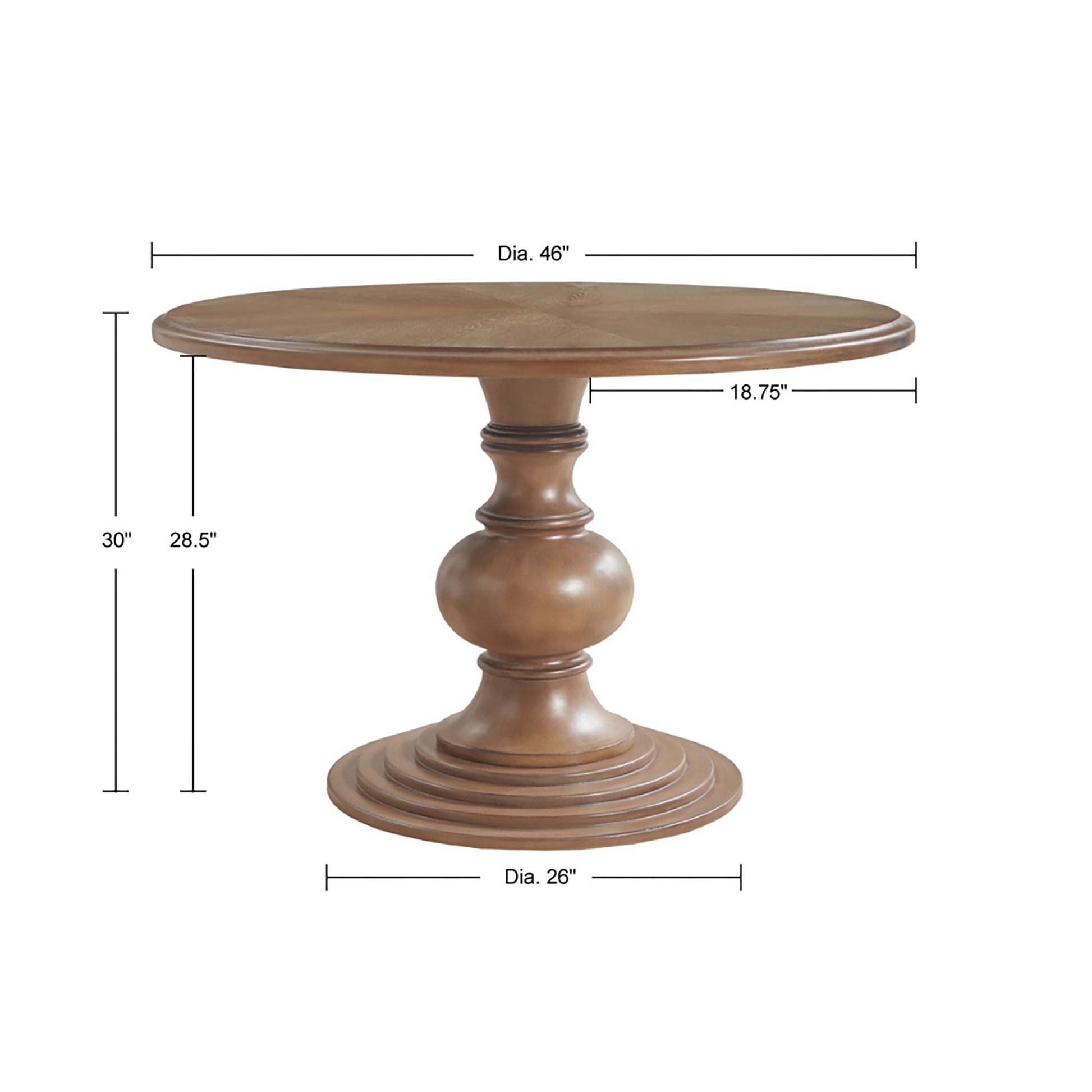 Lexi 46" Round Pedestal Dining Table Walnut Wood