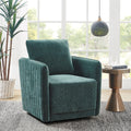 Upholstered 360 Degree Swivel Chair Green Polyester
