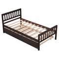 Twin Bed With Trundle, Platform Bed Frame With Headboard And Footboard, For Bedroom Small Living Space,No Box Spring Needed,Espresso Old Sku:W50440557 Twin Espresso Pine