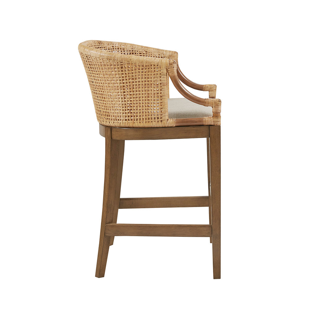 Handcrafted Rattan Counter Stool 25" H Natural Polyester
