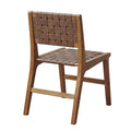 Faux Leather Woven Dining Chairs Set Of 2 Brown Polyester