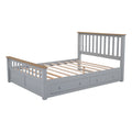 3 Pieces Bedroom Sets Queen Size Platform Bed With Nightstand Usb Charging Ports And Storage Chest,Gray Natrual Gray Solid Wood