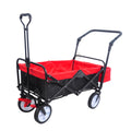 Folding Wagon Collapsible Outdoor Utility Wagon, Heavy Duty Folding Garden Portable Hand Cart, Drink Holder, Adjustable Handles Black Red Colour Black Red Abs Rubber Steel Q235