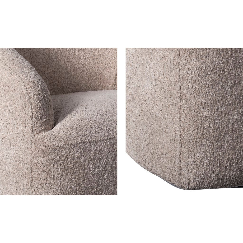 Upholstered 360 Degree Swivel Chair Beige Polyester