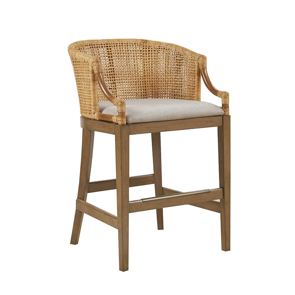 Handcrafted Rattan Counter Stool 25" H Natural Polyester