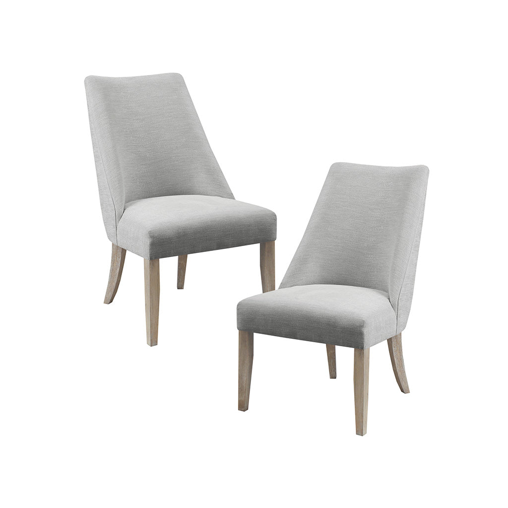 Upholstered Dining Chair Set Of 2 Light Grey Polyester