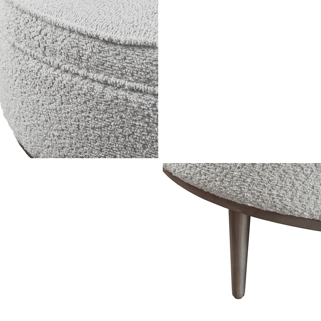Upholstered Round Cocktail Ottoman With Metal Base 34" Dia Grey Polyester