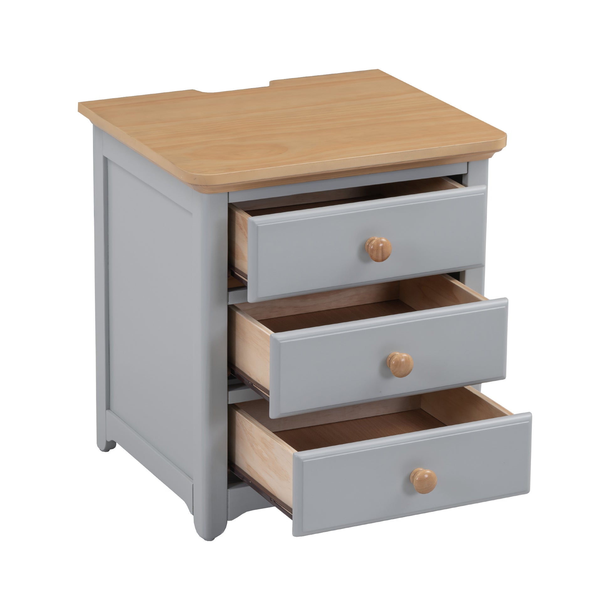 3 Pieces Bedroom Sets Queen Size Platform Bed With Nightstand Usb Charging Ports And Storage Chest,Gray Natrual Gray Solid Wood