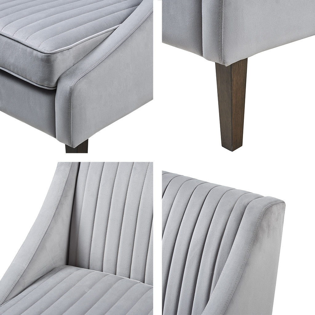 Upholstered Accent Chair Light Gray Polyester
