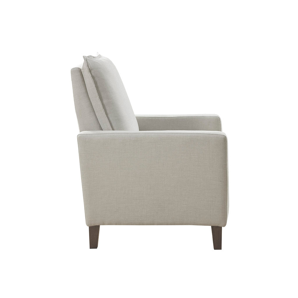 Upholstered Manual Push Back Recliner Ivory Polyester