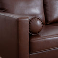 Small Sofa Couch 76.97 In . Brown 3 Seat Comfy Couches For Living Room, Mid Century Modern Couch With Iron Wood Structuresoft Cushion Sofa For Home Office Apartment Brown Foam Pu