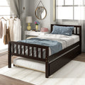 Twin Bed With Trundle, Platform Bed Frame With Headboard And Footboard, For Bedroom Small Living Space,No Box Spring Needed,Espresso Old Sku:W50440557 Twin Espresso Pine