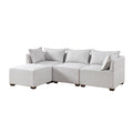 Modular Ottoman Ivory Polyester