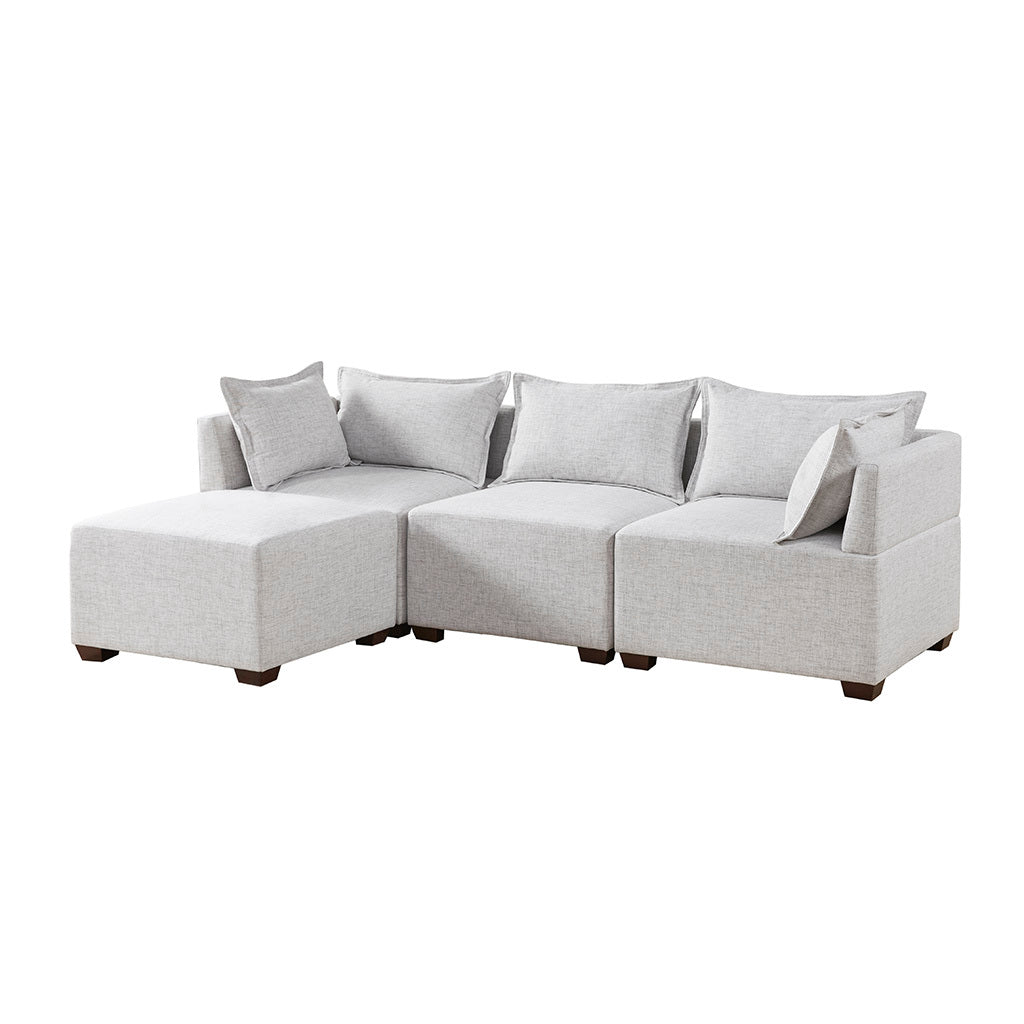 Modular Ottoman Ivory Polyester