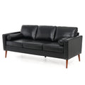 Small Sofa Couch 76.97 In . Black 3 Seat Comfy Couches For Living Room, Mid Century Modern Couch With Iron Wood Structuresoft Cushion Sofa For Home Office Apartment Black Foam Pu