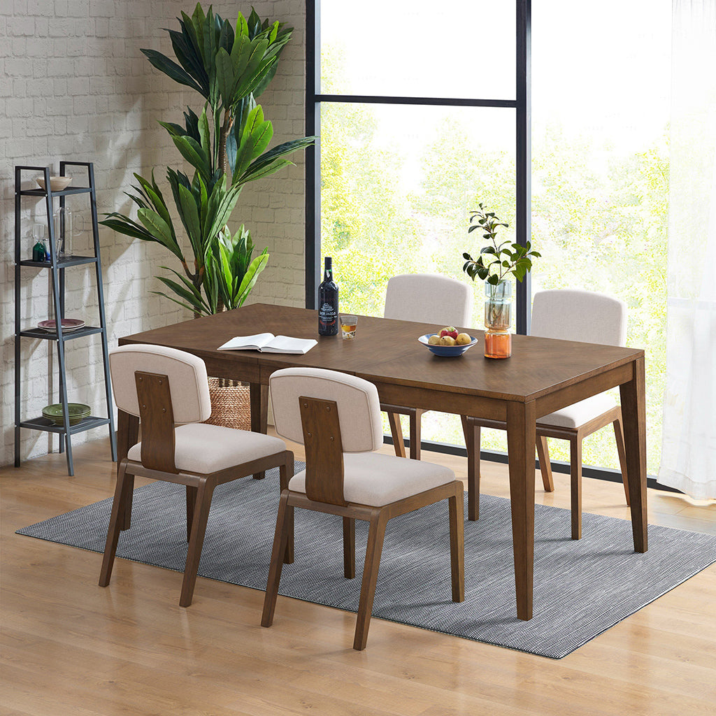 Armless Upholstered Dining Chair Set Of 2 Tan Polyester