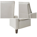 Upholstered Manual Push Back Recliner Ivory Polyester