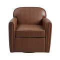 Faux Leather 360 Degree Swivel Arm Chair Brown Polyester