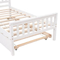 Twin Bed With Trundle, Platform Bed Frame With Headboard And Footboard, For Bedroom Small Living Space,No Box Spring Needed,White Old Sku:W50422211 Twin White Pine