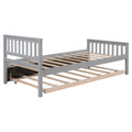 Twin Bed With Trundle, Platform Bed Frame With Headboard And Footboard, For Bedroom Small Living Space,No Box Spring Needed,Grey Old Sku:W50422210 Twin Grey Pine