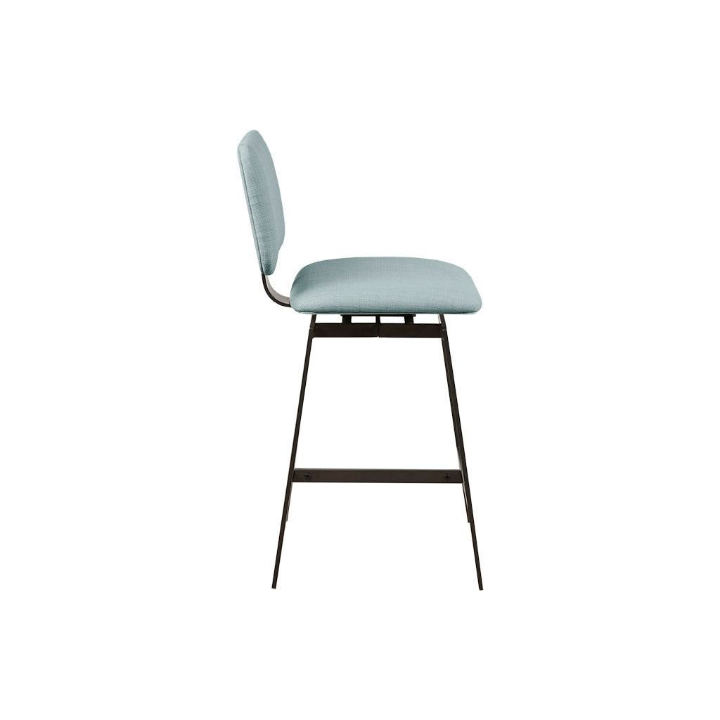 Armless 360 Degree Swivel Counter Stool 25"H Dusty Blue Polyester