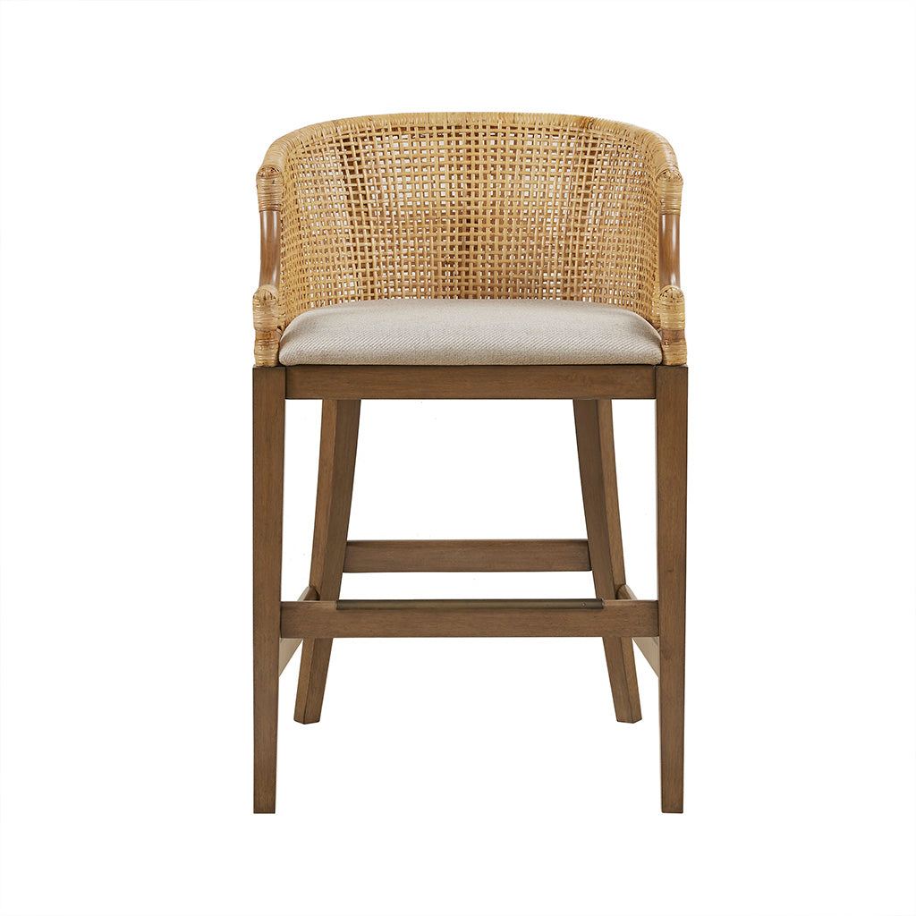 Handcrafted Rattan Counter Stool 25" H Natural Polyester