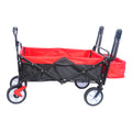 Folding Wagon Collapsible Outdoor Utility Wagon, Heavy Duty Folding Garden Portable Hand Cart, Drink Holder, Adjustable Handles Black Red Colour Black Red Abs Rubber Steel Q235