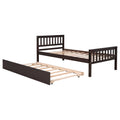 Twin Bed With Trundle, Platform Bed Frame With Headboard And Footboard, For Bedroom Small Living Space,No Box Spring Needed,Espresso Old Sku:W50440557 Twin Espresso Pine