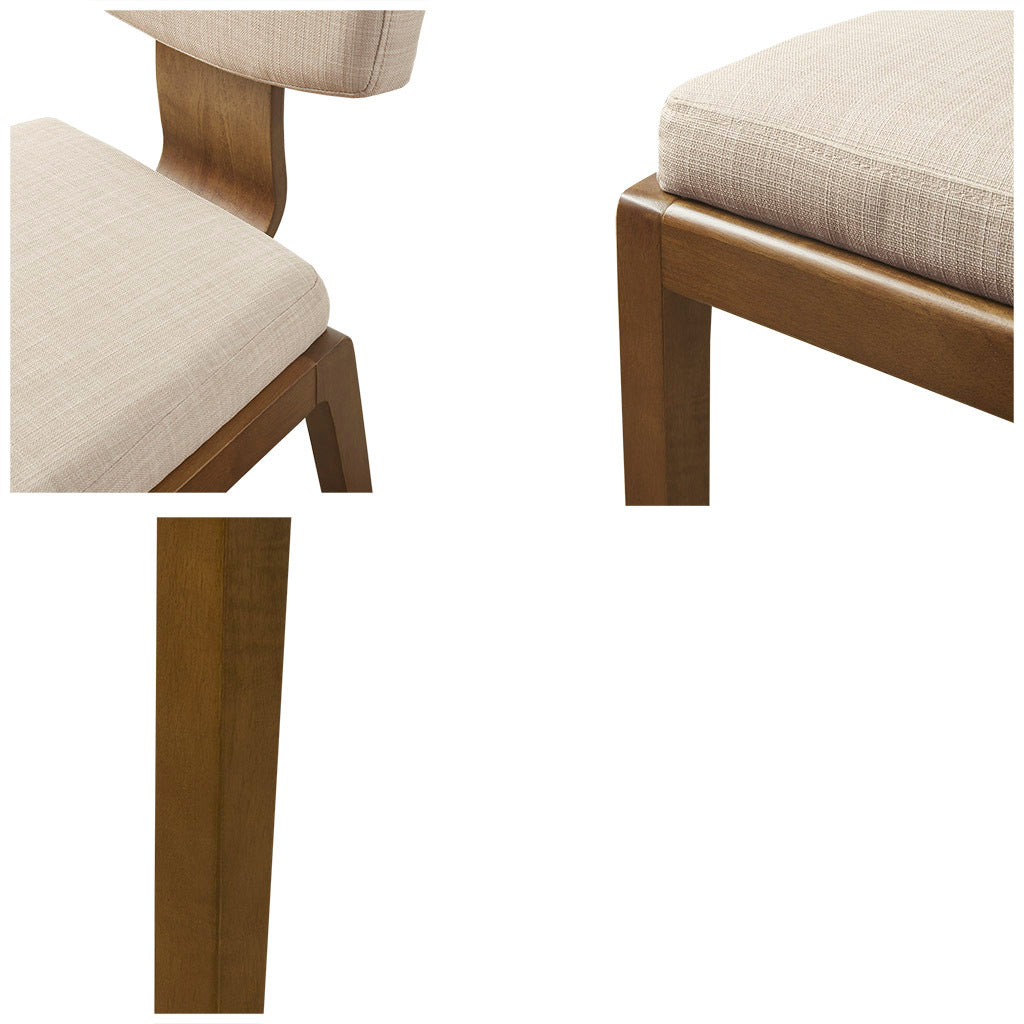 Armless Upholstered Dining Chair Set Of 2 Tan Polyester