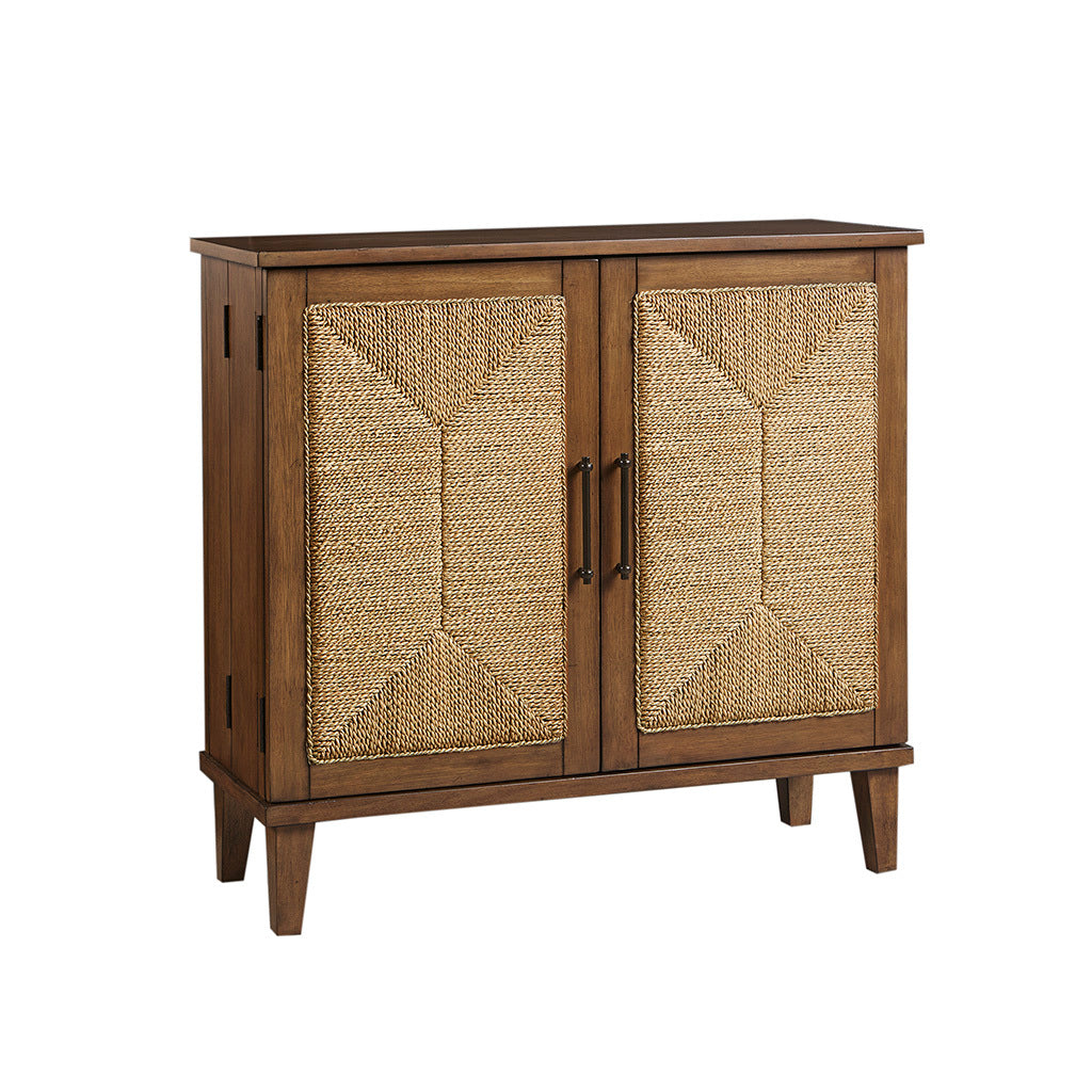 Handcrafted Seagrass 2 Door Accent Chest Natural Wood