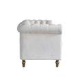 Chesterfield Velvet Sofa 84.65 Inch For Living Room Beige Color Beige Foam Velvet