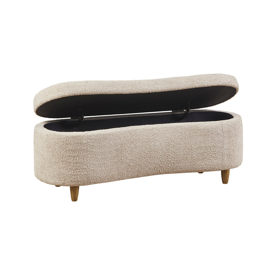 Boucle Flip Top Storage Bench Taupe Polyester