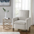 Upholstered Manual Push Back Recliner Ivory Polyester