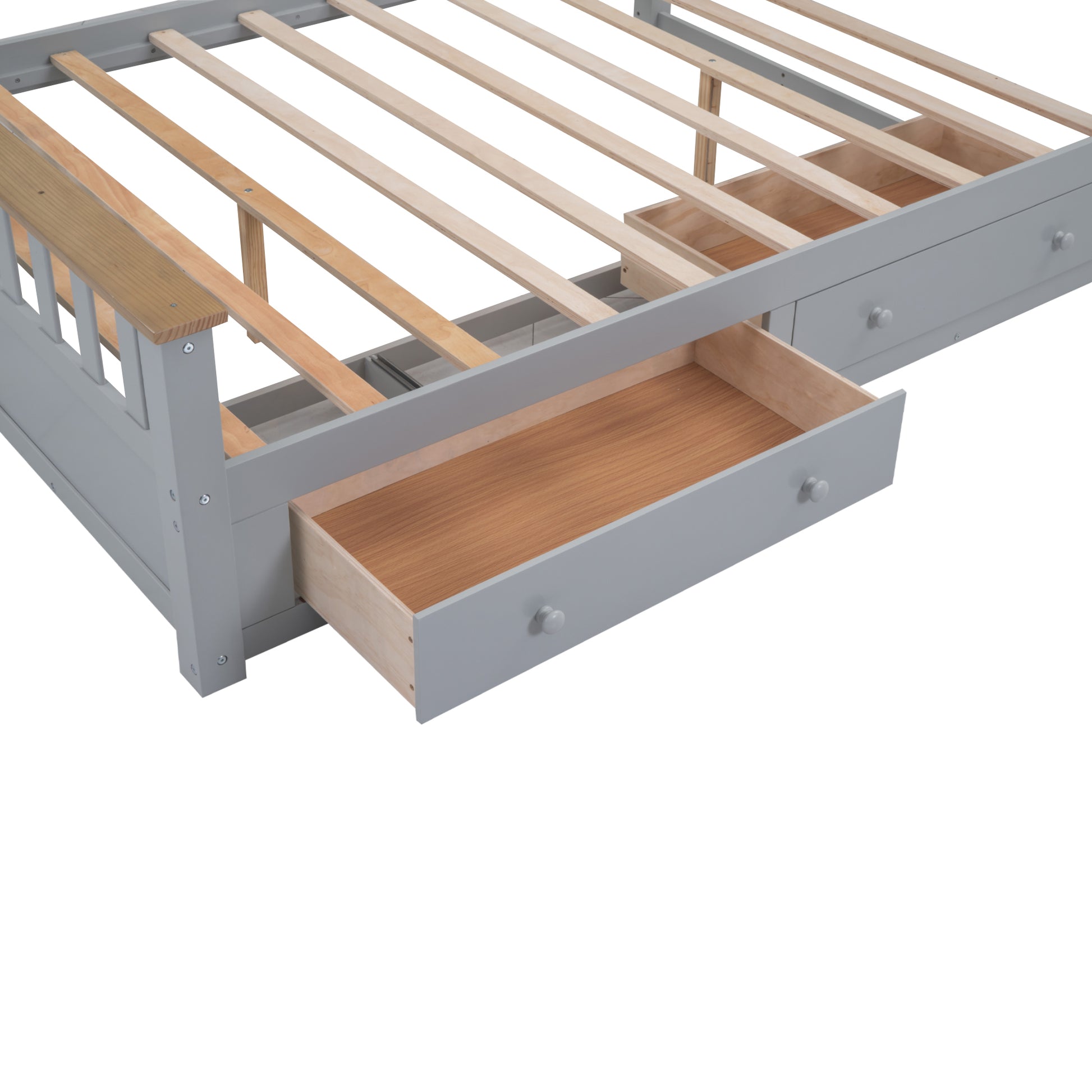 3 Pieces Bedroom Sets Queen Size Platform Bed With Nightstand Usb Charging Ports And Storage Chest,Gray Natrual Gray Solid Wood